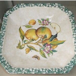 Himark Vintage Elegant Cream Green Serveware Bowl Buttterfly Botanical Motifs